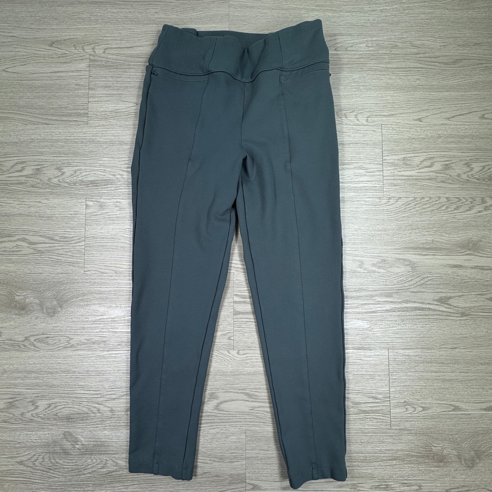 Betabrand Women's Dress Pant Yoga‎ Pants Gray Medium Slim Leg Pintuck Seam